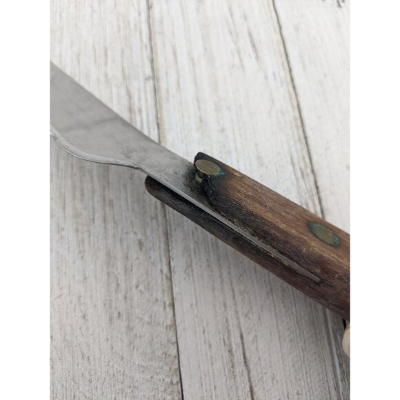 Utility Cheese Meat Slicing Knife 7" Serrated 2 Prongs 11 1/2" - Picture 4 of 8